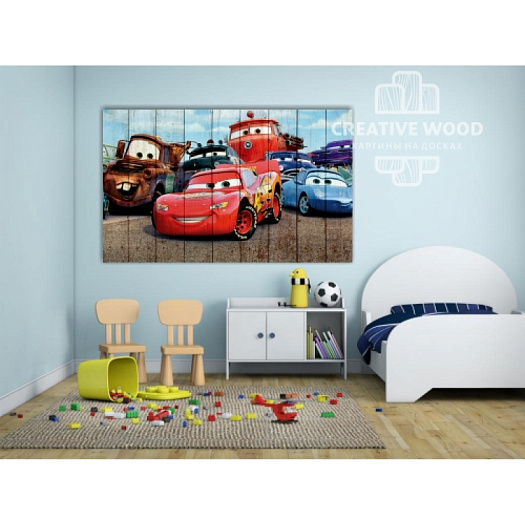 Картины в интерьере артикул KIDS - 9 Тачки, KIDS, Creative Wood